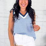 Talley Blue Stripe Sleeveless Top THML 