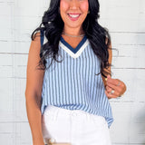 Talley Blue Stripe Sleeveless Top THML 