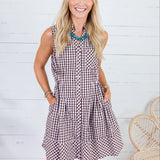Tammy Chocolate Gingham Mini Dress