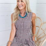 Tammy Chocolate Gingham Mini Dress
