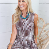 Tammy Chocolate Gingham Mini Dress