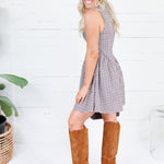 Tanner Navy + Brown Gingham Mini Dress THML