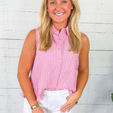 Tarrant Pink Stripe Sleeveless Top Entro 