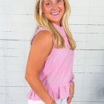 Tarrant Pink Stripe Sleeveless Top Entro 