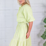Tatum Limeade Seersucker Gingham Bubble Top Adrienne