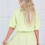 Tatum Limeade Seersucker Gingham Bubble Top Adrienne