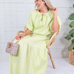 Tatum Limeade Seersucker Gingham Bubble Top Adrienne