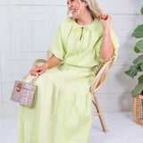 Tatum Limeade Seersucker Gingham Bubble Top Adrienne
