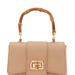 Taupe Crossbody Bag with Bamboo Handle - A4 Accessories - Handbags - Clover + Bee