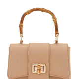 Taupe Crossbody Bag with Bamboo Handle - A4 Accessories - Handbags - Clover + Bee