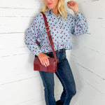 Taya Cherry Patent + Suedette Crossbody