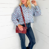 Taya Cherry Patent + Suedette Crossbody