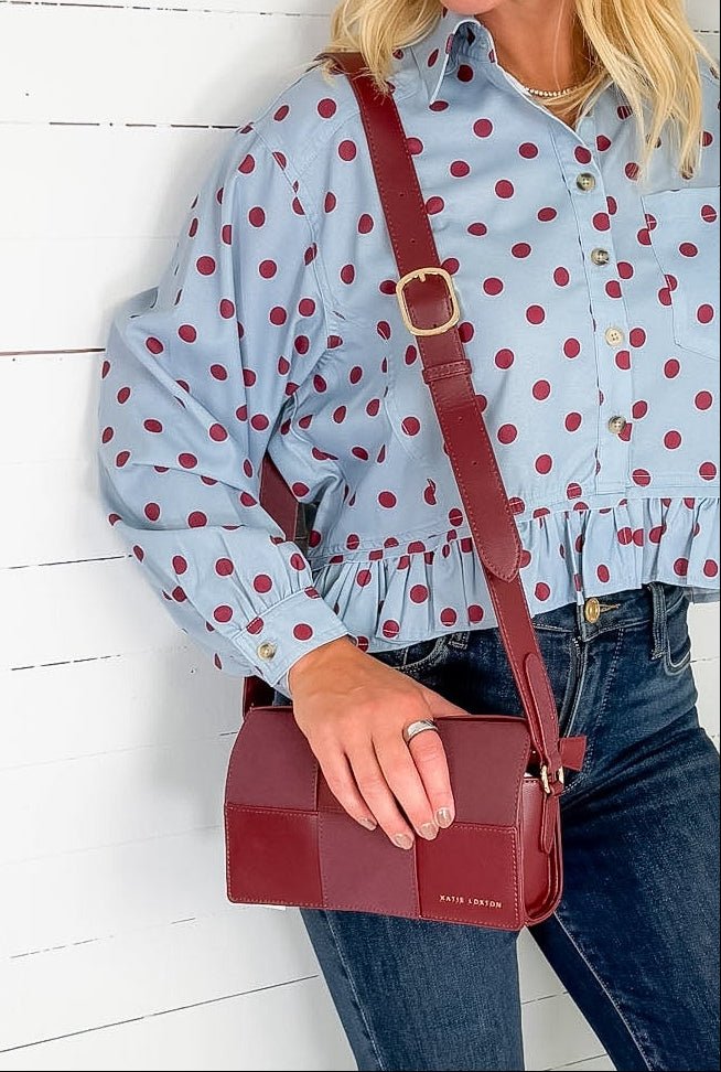 Taya Cherry Patent + Suedette Crossbody