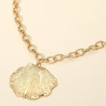 Textured Metal Seashell Gold Necklace - A3 Accessories - Jewelry - Clover + Bee