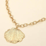 Textured Metal Seashell Gold Necklace - A3 Accessories - Jewelry - Clover + Bee
