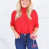The Maple Crimson Turtleneck Sweater Rain + Rose