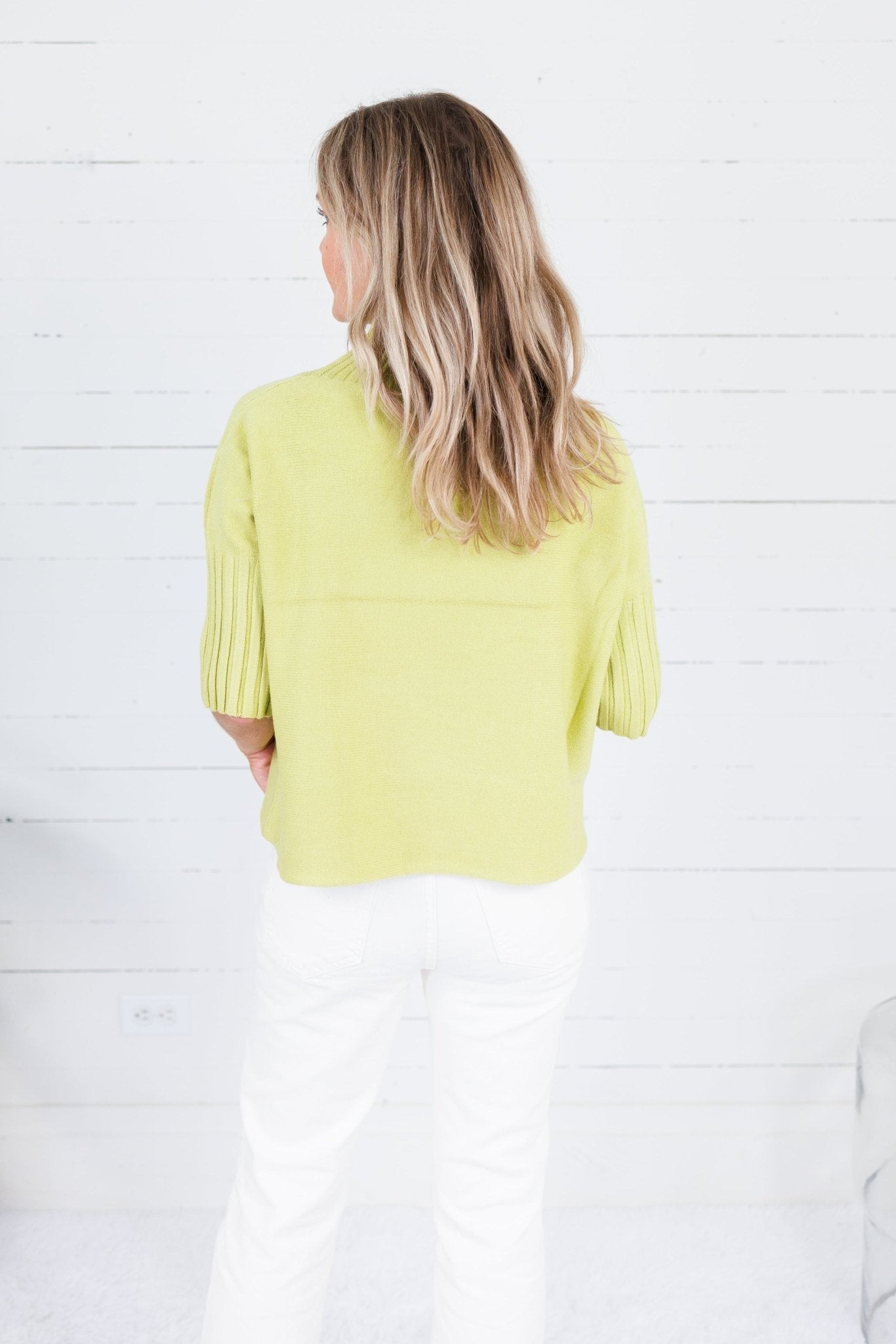 The Maple Lime Turtleneck Sweater Rain + Rose