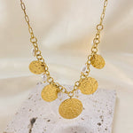 Thick Chain Gold Necklace with Pearls and Discs - A3 Accessories - Jewelry - Clover + Bee