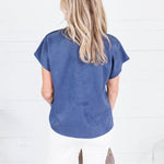 Thistle Navy Suede Top THML