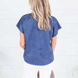 Thistle Navy Suede Top THML
