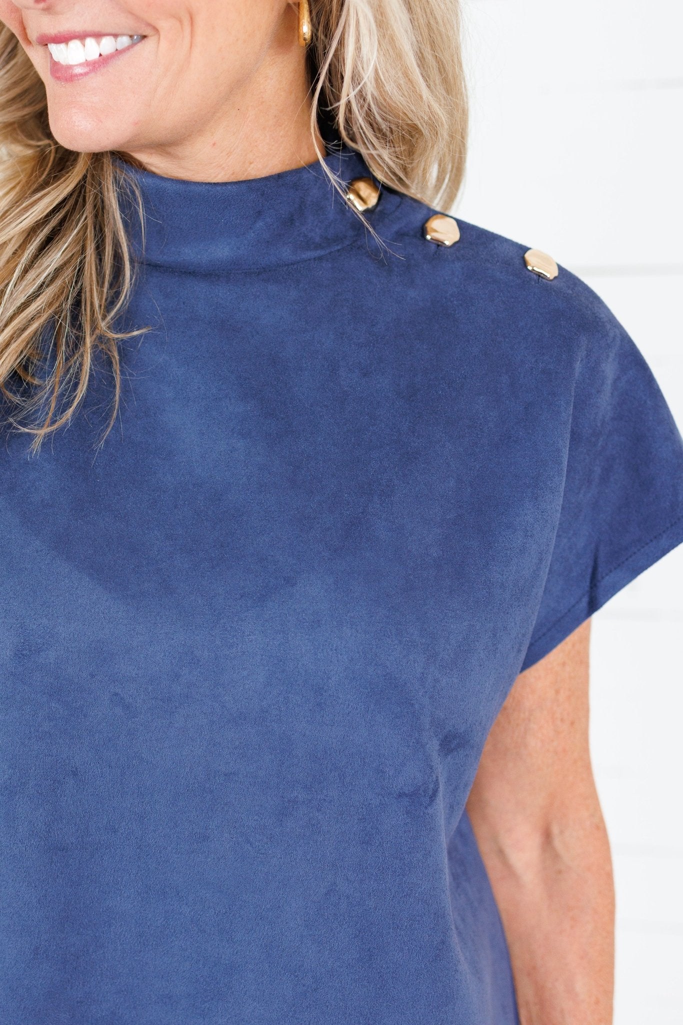 Thistle Navy Suede Top THML