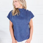 Thistle Navy Suede Top THML