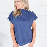 Thistle Navy Suede Top THML