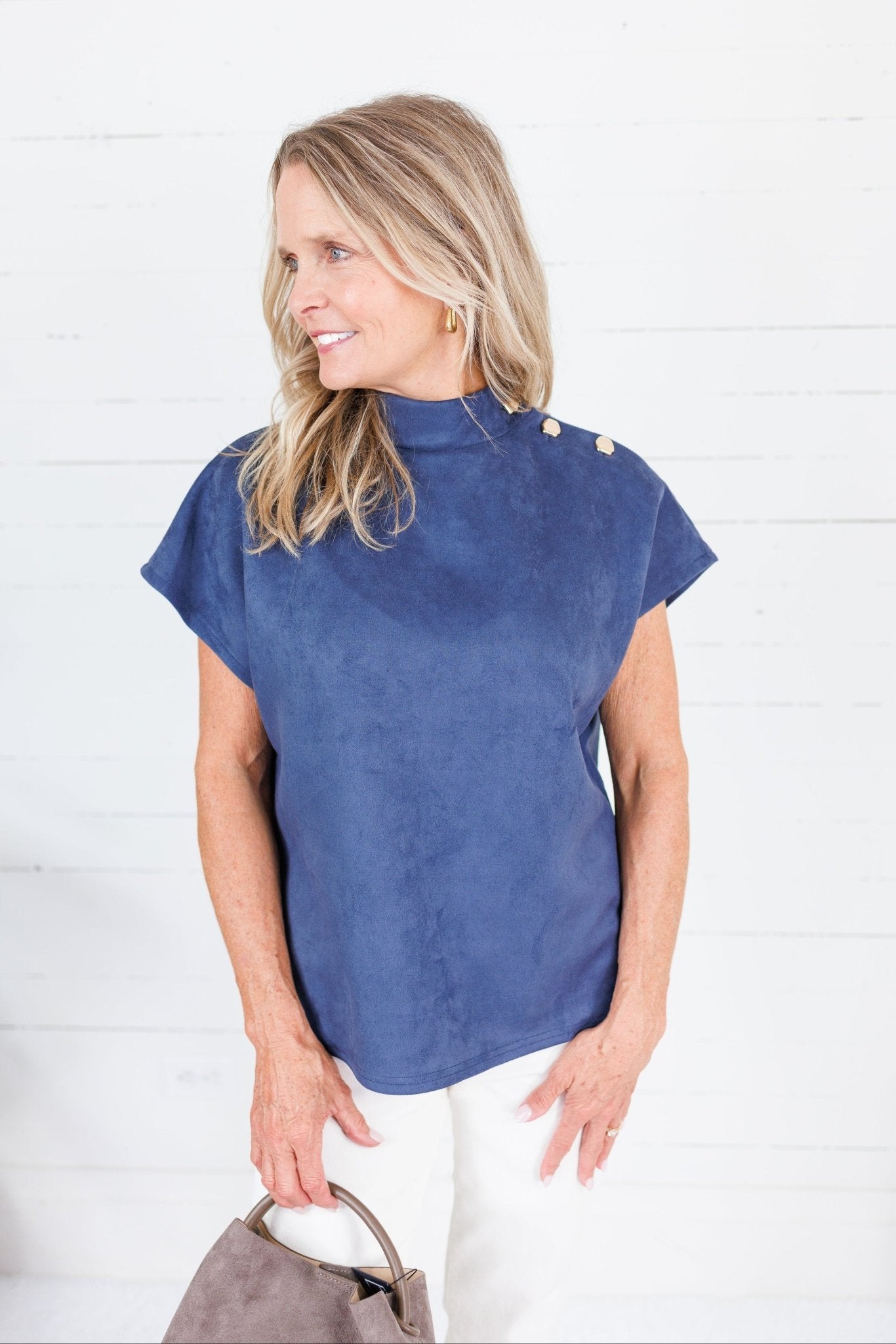 Thistle Navy Suede Top THML