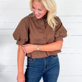 Thomas Cocoa Poplin Top Karlie