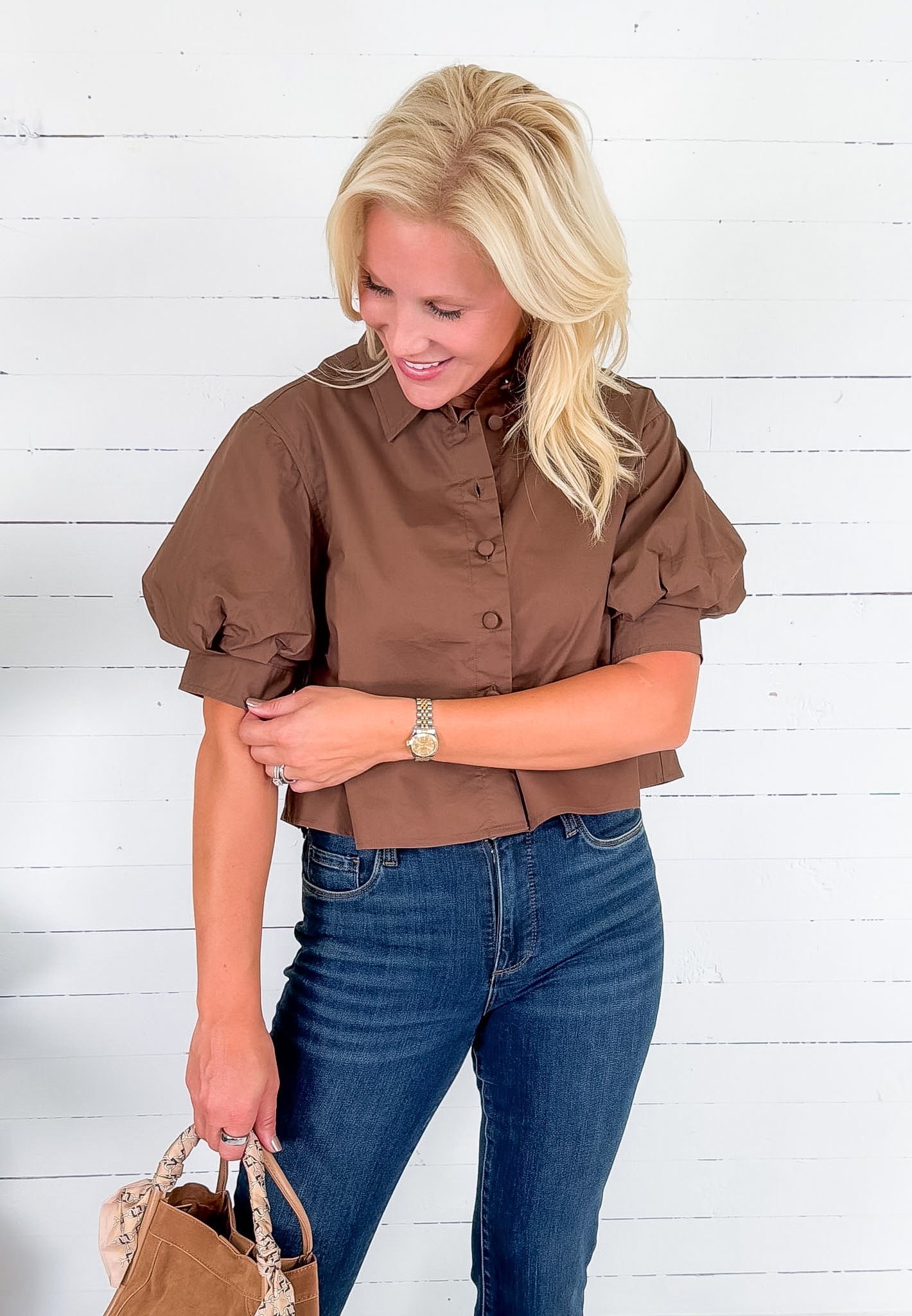 Thomas Cocoa Poplin Top Karlie