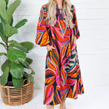 Thornton Black Swirl Abstract Maxi Dress Jodifl