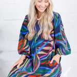 Thornton Navy Swirl Abstract Maxi Dress Jodifl