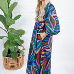 Thornton Navy Swirl Abstract Maxi Dress Jodifl
