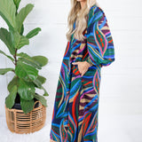 Thornton Navy Swirl Abstract Maxi Dress Jodifl