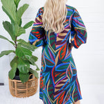 Thornton Navy Swirl Abstract Maxi Dress Jodifl