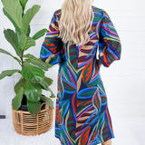 Thornton Navy Swirl Abstract Maxi Dress Jodifl