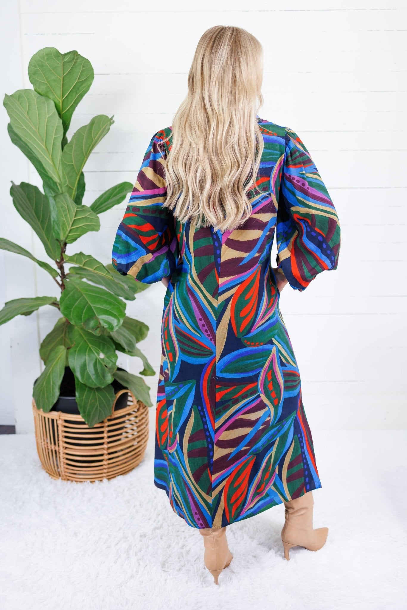 Thornton Navy Swirl Abstract Maxi Dress Jodifl