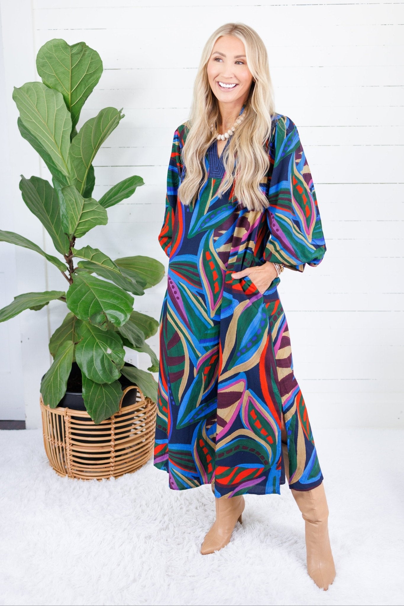 Thornton Navy Swirl Abstract Maxi Dress Jodifl