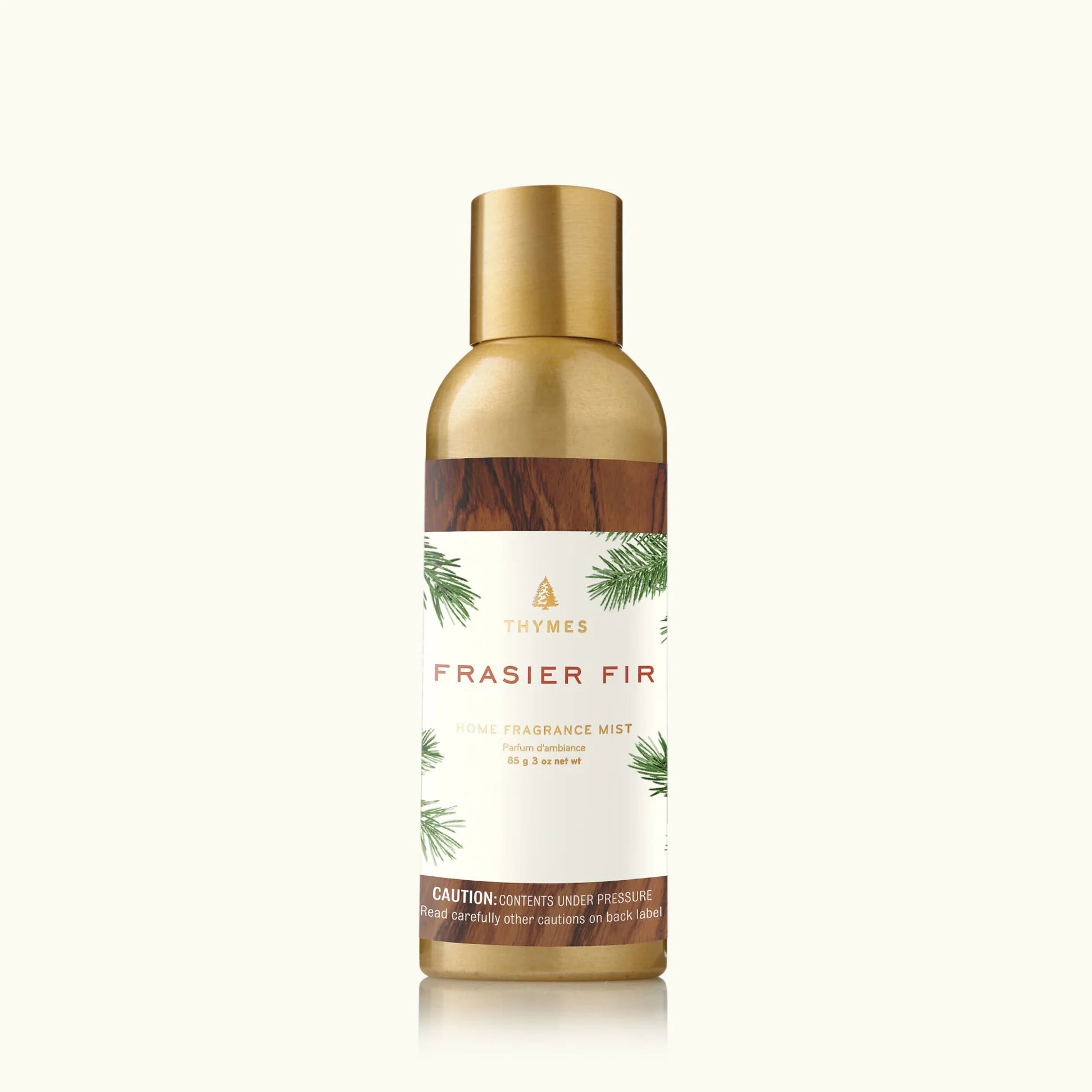 Thymes Frasier Fir fragrance mist bottle on a white background