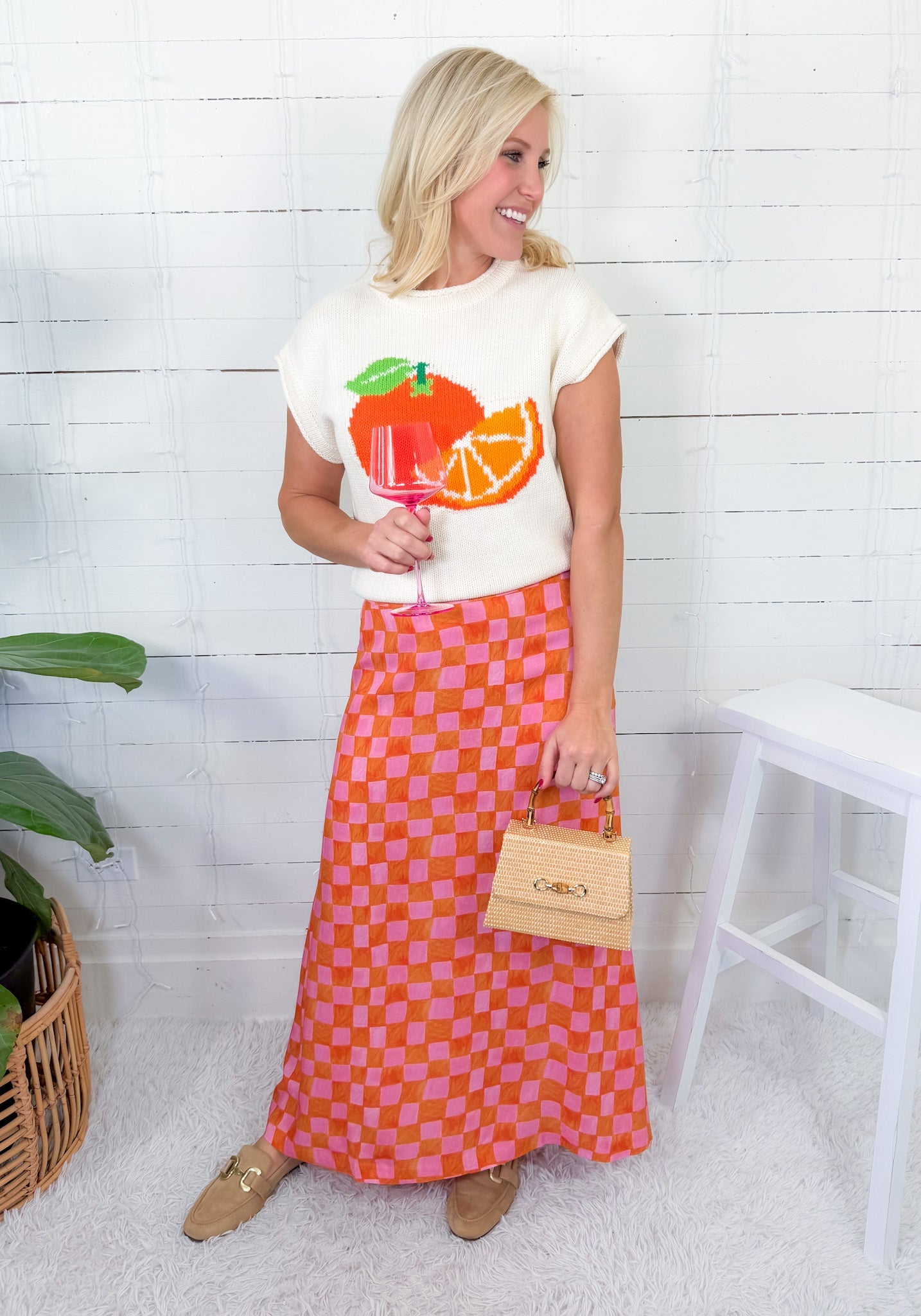 Tiffany Checker Pink + Orange Skirt Briton Court