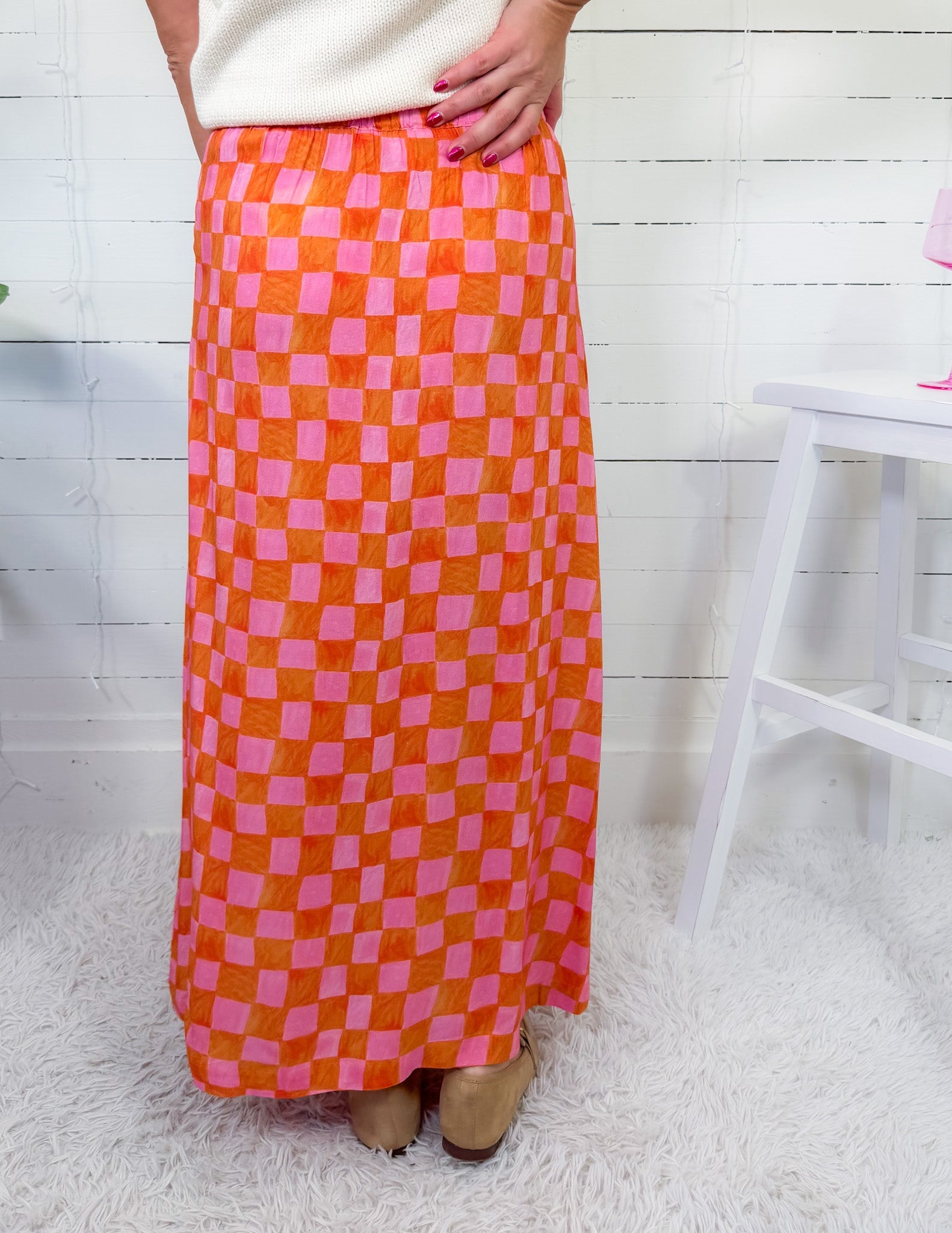 Tiffany Checker Pink + Orange Skirt Briton Court