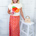 Tiffany Checker Pink + Orange Skirt Briton Court