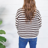 Tillie Chocolate + Off White Striped Turtleneck Sweater Molly Bracken