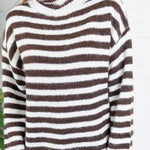 Tillie Chocolate + Off White Striped Turtleneck Sweater Molly Bracken