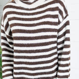 Tillie Chocolate + Off White Striped Turtleneck Sweater Molly Bracken
