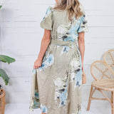 Tobie Olive Floral Eyelet Belted Dress