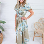 Tobie Olive Floral Eyelet Belted Dress