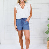 Tomkins Caset Blue Tencel Shorts Be Cool 