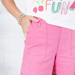 Toni Lipstick Scalloped Trim Shorts KUT