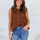 Tori Cocoa Bean Pleated Top